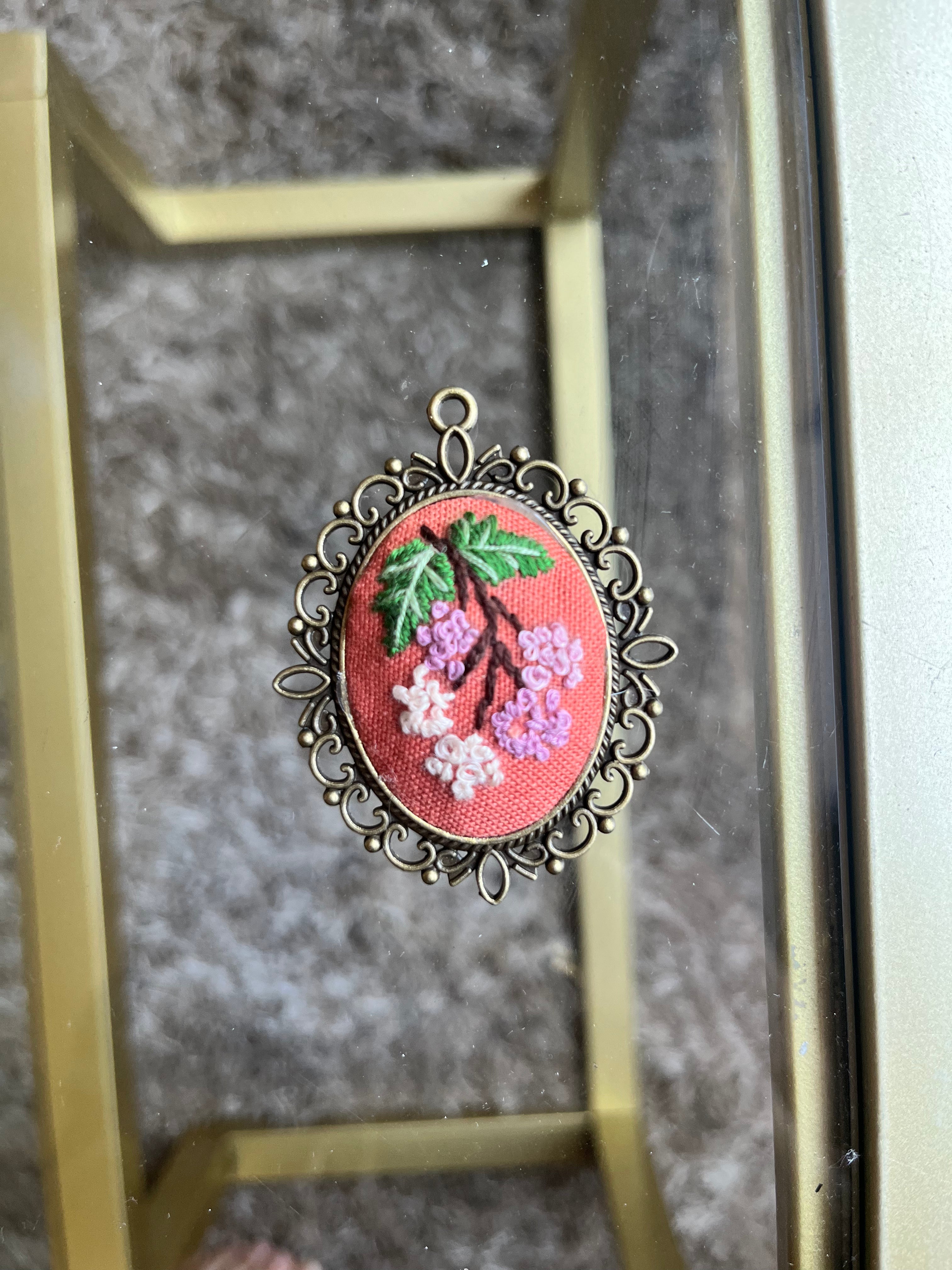 Hand Stitched mini embroidery with Chain